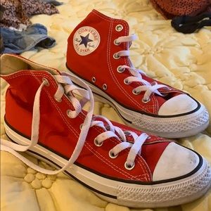 - New red high top converse - worn only a handful